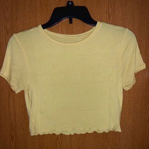 pacsun yellow lettuce edge crop top